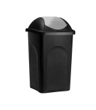 Cos gunoi cu capac glisant, Plastic, Negru/Argintiu, 60 L