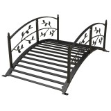 Outsunny Pod de grădină - pod de bazine - decor grădină dim. 119L x 67l x 47H cm cu balustradă motive de viță de vie oțel negru | Aosom Romania
