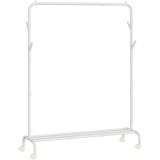 SONGMICS Suport haine metalic cu roti si raft inferior, stil industrial, 103x41x155 cm, alb Household NewTrend