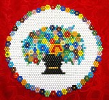 NAPRON / MILEU DIN MARGELE DIN STICLA COLORATA - VAZA CU FLORI 31.5 CM