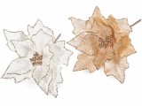 Set 2 Craciunite artificiale textil alb maro sclipici auriu &Oslash; 27 cm x 25 H