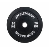 Cumpara ieftin Greutate Cauciuc Bumper Plate SPORTMANN - 20 kg / 51 mm - Negru FitLine Training