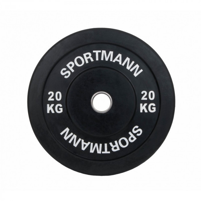 Greutate Cauciuc Bumper Plate SPORTMANN - 20 kg / 51 mm - Negru FitLine Training