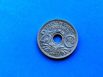 25 Centimes 1937 Franta-stare buna foto