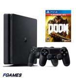 Consola Sony Playstation 4 Slim Ps4 1tb + Doua Controllere + Doom (2016) PlayStation 4, Second-Hand