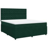 Cumpara ieftin Pat box spring cu saltea, verde inchis, 180x200 cm, catifea