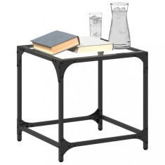 vidaXL Mese cafea blat din sticlă transparentă 2 buc. 40x40x40 cm oțel