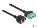 Cablu de retea RJ45 cat.6 la terminal bloc 1m Negru, Delock 66055