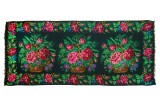 Covor vintage din l&acirc;nă 400&times;165 cm, țesut la război &ndash; trandafiri &icirc;n coș, stil rom&acirc;no-moldovenesc tip basarabean