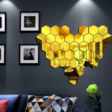 Set Oglinzi din PVC Design Hexagon Gold M Size - Oglinzi Decorative Acrilice Luxury Home 12 bucati/set