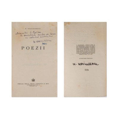 V. Voiculescu, Poezii, 1944, cu dedicație olografă, exemplar numerotat foto