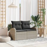 VidaXL Sofa de grădină pentru 2 persoane , gri deschis, din poliratan, cu perne.