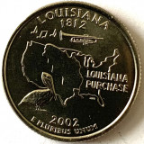 AMERICA QUARTER 1/4 DOLLAR 2002 LITERA D.(Pasărea statului Louisiana-Pelican),BU