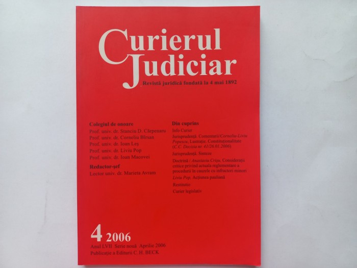 CURIERUL JUDICIAR. REVISTA JURIDICA. SERIE NOUA. NR. 4/ APRILIE, 2006