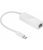 Adaptor retea GIGABIT 10/100/1000MBS RJ45 mama - USB C tata 0.2m alb, Goobay