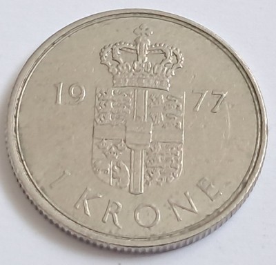 Danemarca, 1 Krone 1977- Margrethe II foto