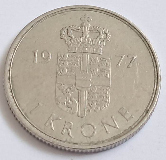 Danemarca, 1 Krone 1977- Margrethe II