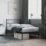 VidaXL Cadru de pat metalic cu tăblie, negru, 90x190 cm 372269