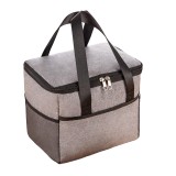 Geanta termica flippy pentru pranz, compartimente telefon si tacamuri, multifunctionala, impermeabila, 24x18x21 cm, gri