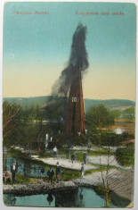 Campina Moreni - Eruptiunea unei sonde (sonda nr. 1), circulata 1923 foto