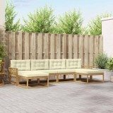 vidaXL Set de canapele de exterior cu pernă 6 pcs Alb și crem 3386824