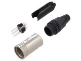 Conector XLR mufă tată PIN 6 drept pe cablu lipire argintat, Neutrik