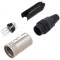 Conector XLR mufă tată PIN 6 drept pe cablu lipire argintat