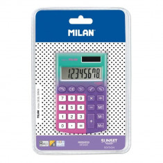 Calculator de Birou MILAN Sunset, 8 Digits, 98x62x9 mm, Alimentare Duala, Corp din Plastic Mov, Calculatoare Birou, Calculator 8 Digits, Calculator El