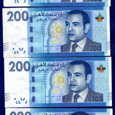 SET 4 BANCNOTE MAROC - 200 DIRHAMS 2012, SERII CONSECUTIVE, STARE FOARTE BUNA