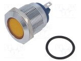 Lampă de control LED galbenă plată 12V NINIGI &Oslash;19mm alamă
