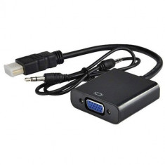 Cablu adaptor convertor HDMI - VGA, iesire jack 3.5 mm., cablu audio inclus foto