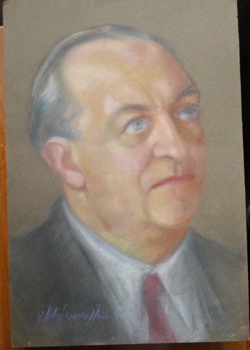 Portret de barbat, semnat Lili Popescu Hrusca, interbelic, guasa