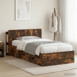 Cumpara ieftin Cadru de pat cu depozitare si tablie Stejar fumuriu 75 x 190 cm