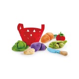 Set de joaca - Cos cu legume din material textil 8 piese, Hape