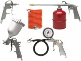 Kit 5 piese Yato: pistol vopsit, sablat, suflat, umflat cu manometru, furtun 5m. Presiune 3-5 bari, rezervor 750-950ml