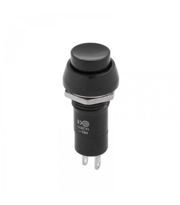 Intrerupator OFF-ON negru prin apasare cu retinere rotund 1A 230VAC