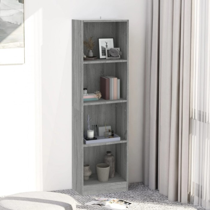 vidaXL Bibliotecă cu 4 niveluri gri sonoma 40x24x143 cm lemn compozit 816066