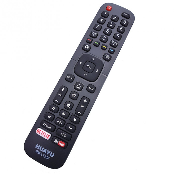 Telecomanda LCD/LED Hisense cu Netflix RM-L1335, neagra cu functiile telecomenzii originale