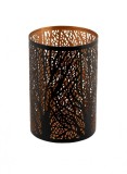 Suport lumanare/flori artificiale din metal,, negru/auriu, model copaci
