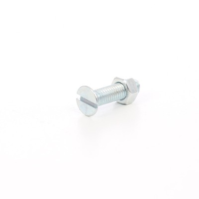 Surub cu cap inecat crestat, cu piulita, otel, zincat alb, M5 x 30 mm, 8 bucati foto