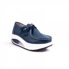 Pantofi Adeline sport cu talpa ortopedica si siret ,nuanta de albastru foto