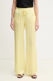 Ermanno Scervino pantaloni femei, culoarea galben, drept, high waist, 56TP078EL1