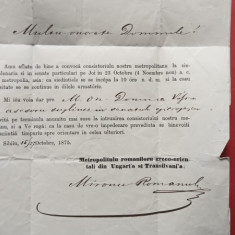 Sibiu Corespondenta Brasov 1875 Semnata de Patriarh Miron Cristea Miron Romanul