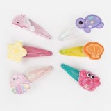 Clame de par cu glitter, Animale Marine 3D, 4,5 cm, Set 6 buc, Multicolor, CMCLASS