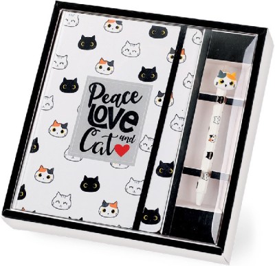 Set cadou cu carnet A5 si pix erasable, cu design pisicute, iTotal foto