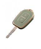 Husa Cheie Dacia Logan,Sandero, Duster,Dokker, Spring 2 Butoane, TPU, Design, Verde cu contur Auriu AutoProtect KeyCars, Oem