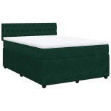 Cumpara ieftin Pat box spring cu saltea, verde inchis, 160x200 cm, catifea