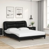 Cumpara ieftin Cadru de pat cu tăblie, negru, 160x200 cm, piele ecologică