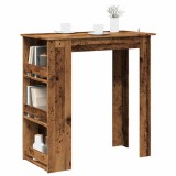 VidaXL Masă de bar cu raft de depozitare, Lemn vechi, 102x50x103,5 cm