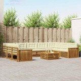 vidaXL Seturi de canapele 10 pcs Natural și Crem Lemn Solid de Acacia 3374165